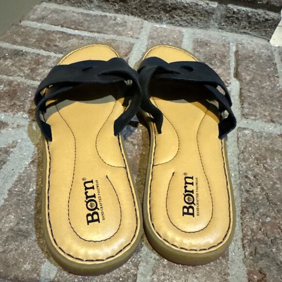 Born Kasia Slide Womens Size 9 Shoes Black Leather Slip On Casual Flat Sandals - Picture 3 of 15